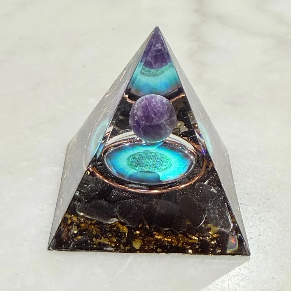 Amethyst Orgonite Pyramid Decorative Home Accent - Picture 5 of 7